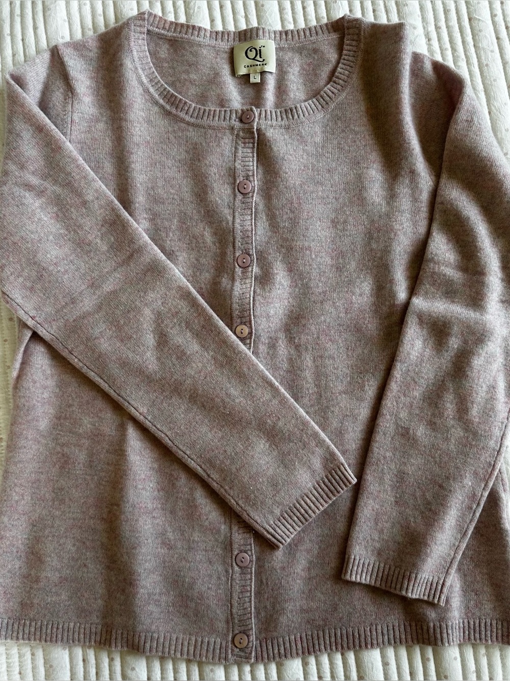 Q2 Cashmere 100% Cashmere Cardigan Sweater Pink Large